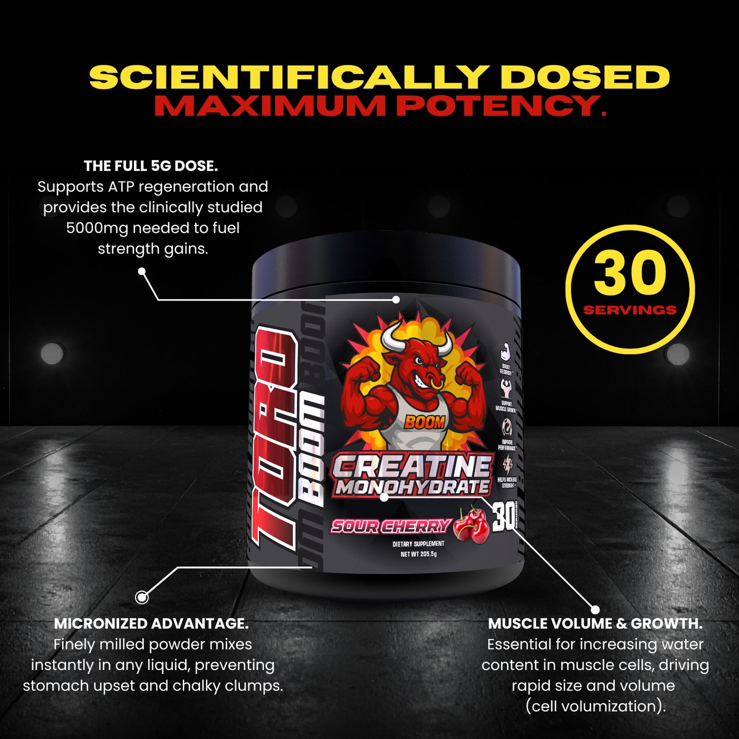 Creatine TORO BOOM Monohydrate 5g | Micronized, 30 Servings